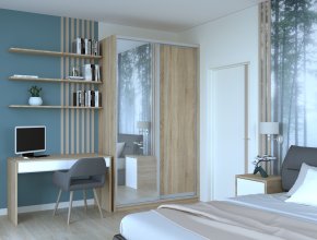 Шкаф купе Сити 24 Дуб Cонома 1 ДСП / 1 Зеркало 140х60х240 2