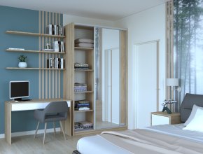 Шкаф купе Сити 24 Дуб Cонома 1 ДСП / 1 Зеркало 140х60х240 4
