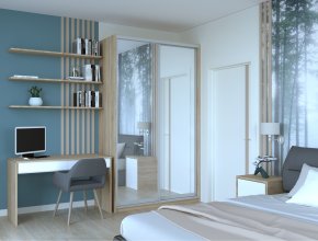 Шкаф купе Сити 24 Дуб Cонома 2 Зеркала 140х60х240 2