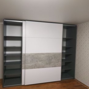 Шафа купе G-Caiser Графіт / Білий вставка Бетон 2 ДСП / 4 частини 220х60х240 1