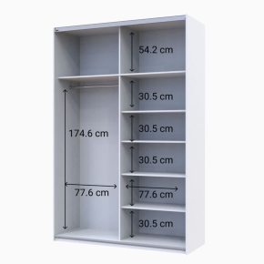 Шафа купе G-Caiser Білий 1 ДСП / 1 Дзеркало / 3 частини 160х60х240 2