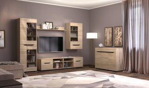 Витрина "Аякс" высокая 650х376х2000 h Дуб сонома / Венге магия (правосторонняя) 2