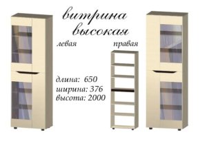 Вітрина "Аякс" висока 650х376х2000 h . Дуб крафт білий / Венге магія (правостороння) 2