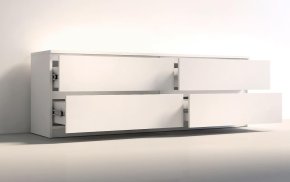 Тумба под телевизор "Брайт" 1392х376х511 h . ДСП Белый (Телескопические направляющие) 1