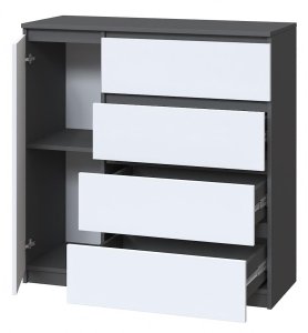 Комод "Брайт" 1000х376х950 h . Антрацит/фасад БІЛИЙ Телеск. спрям. (лівосторонній) 2