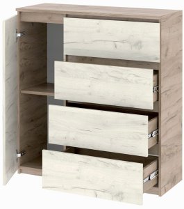 Комод "Брайт" 1000х376х950 h . Дуб крафт серый / Дуб крафт белый Телеск. нап. (левосторонний) 2