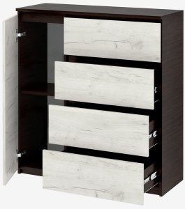 Комод "Брайт" 1000х376х950 h . Венге магия / Дуб крафт белый Телескоп. направ. (левосторонний) 1