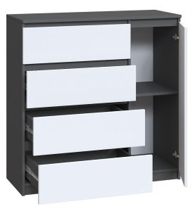 Комод "Брайт" 1000х376х950 h . Антрацит/фасад БІЛИЙ Телеск. спрям. (правосторонній) 2