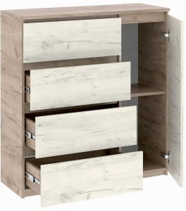 Комод "Брайт" 1000х376х950 h . Дуб крафт сірий / Дуб крафт білий Телеск. нап. (правосторонній) 2