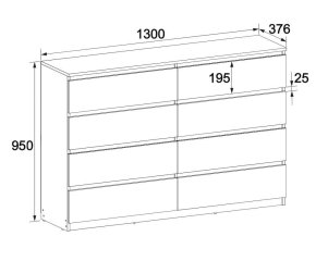Великий комод "Брайт" 1300х376х950 h . Німфея альба (телескопічні напрямні) 2