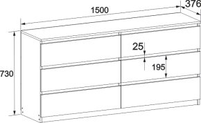 Комод "Брайт" 1500х376х730 h . Нимфея альба (телескопические направляющие) 2