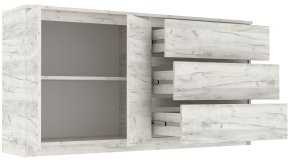 Комод "Брайт" 1580х376х730 h . Дуб крафт белый (Телескопические направляющ, правосторонний) 1