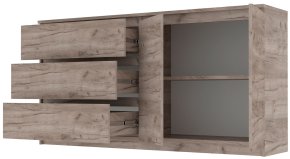 Комод "Брайт" 1580х376х730 h . Дуб крафт серый (Телескопичес. направляющ. левосторонний) 1