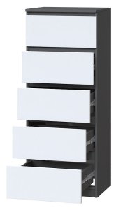 Комод "Брайт" 500х376х1170 h . Антрацит/фасад БЕЛЫЙ (телескопические направляющие) 2