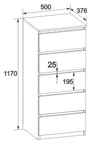 Комод "Брайт" 500х376х1170 h . Венге магия / белый (телескопические направляющие) 1