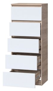 Комод "Брайт" 500х376х1170 h . Дуб сонома / Белый (телескопические направляющие) 2