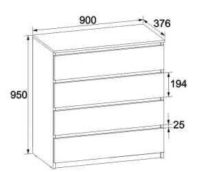 Комод "Брайт" 900х376х950 h . Дуб крафт золотий (телескопічні напрямні) 3