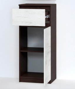 Тумба-комод "Брайт" 400х376х950 h . Венге магия / Дуб крафт белый (телескопические направ.) 3