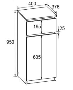 Тумба-комод "Брайт" 400х376х950 h . Венге магия / Дуб крафт белый (телескопические направ.) 1