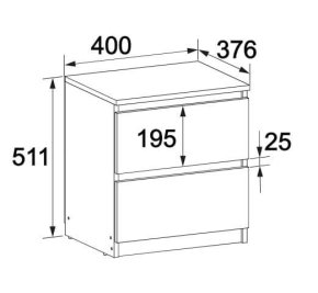 Тумба прикроватная "Брайт" с 2 ящиками 400х376х511 h . Дуб крафт серый 1