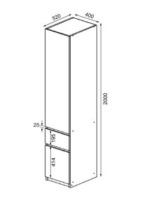 Шкаф-пенал с зеркалом "Брайт" 400х520х2000 h . Венге магия (Телескопические направляющие) 2