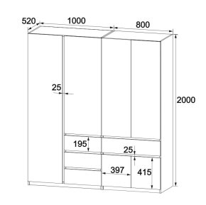 Большой современный шкаф "Брайт" 1800х520х2000 h . Антрацит/Белый 2