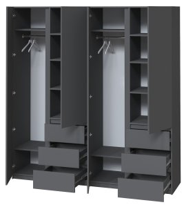 Шкаф "Брайт" 2000х520х2000 h . Антрацит (Телескопические направляющие) 2