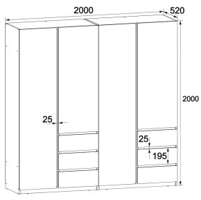 Шкаф "Брайт" 2000х520х2000 h . Антрацит (Телескопические направляющие) 1