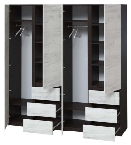 Шкаф "Брайт" 2000х520х2000 h . Венге магия / Дуб крафт белый (Телескопические направляющие) 1