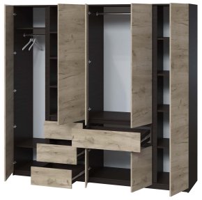 Шкаф "Брайт" 2221х520х2000 h . Венге магия / Дуб крафт серый (Телескоп. направ. левостор.) 2