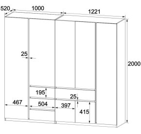 Шкаф "Брайт" 2221х520х2000 h . Венге магия / Дуб крафт серый (Телескоп. направ. левостор.) 3