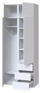 Шкаф с антресолью "Брайт" 1000х520х2400 h . Белый (Телескопические направляющие) 2