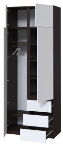 Шкаф с антресолью "Брайт" 1000х520х2400 h . Венге магия / белый (Телескопичские направляющие) 2