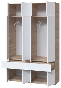 Шкаф с антресолью "Брайт" 1600х520х2400 h . Дуб сонома / Белый (Телескопические направляющие) 1
