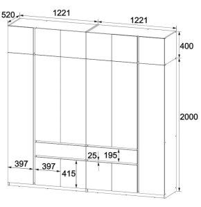 Шкаф с антресолью "Брайт" 2442х520х2400 h . Венге магия / Дуб крафт золотой (левосторонний) 1
