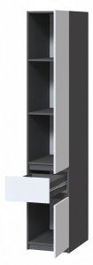 Шкаф-пенал "Брайт" 400х520х2000 h . Антрацит / фасад БЕЛЫЙ (Телескопические направляющие) 2