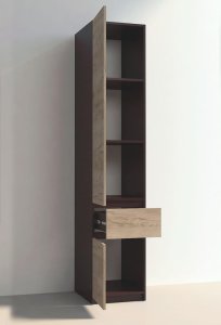 Шкаф-пенал "Брайт" 400х520х2000 h . Венге магия / Дуб крафт серый (Телескопичес. направл.) 3