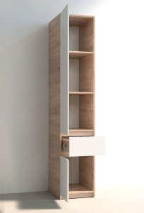Шафа-пенал "Брайт" 400х520х2000 h . Дуб сонома / Білий (Телескопічні направл.) 2