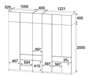 Шкаф с антресолью "Брайт" 2621х520х2400 h . Нимфея альба (левосторонний) 2