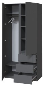 Шкаф "Брайт" 1000х520х2000 h . Антрацит (Телескопические направляющие) 2