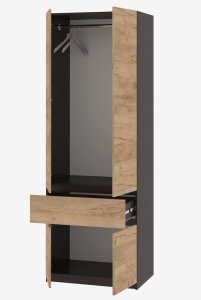 Шкаф с зеркалом "Брайт" 800х520х2000 h . Венге магия / Дуб крафт золотой (Телескоп. направл.) 1