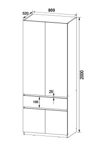 Шкаф с зеркалом "Брайт" 800х520х2000 h . Венге магия / Дуб крафт золотой (Телескоп. направл.) 3