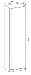 Шкаф-пенал с полками и зеркалом "Брайт" 520х376х2000 h . Антрацит / фасад БЕЛЫЙ 2
