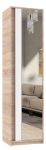 Шкаф-пенал с полками и зеркалом "Брайт" 520х376х2000 h . Дуб сонома / Белый 2