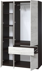 Шафа з дзеркалом "Брайт" 1221х520х2000 h . Венге магія / Дуб крафт білий (лівосторонній) 3