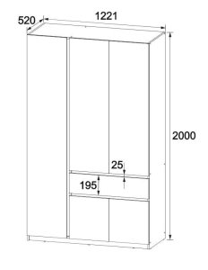 Шафа з дзеркалом "Брайт" 1221х520х2000 h . Венге магія / Дуб крафт золотий (правосторонній) 2