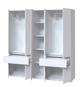 Шкаф с зеркалом "Брайт" 2021х520х2000 h . Белый (Телескопические направляющие) 2