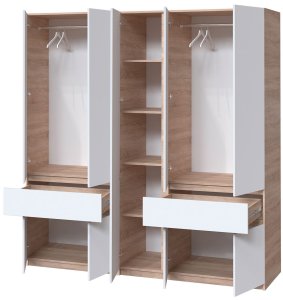 Шафа з дзеркалом "Брайт" 2021х520х2000 h . Дуб сонома / Білий (Телескопічні напрямні) 1