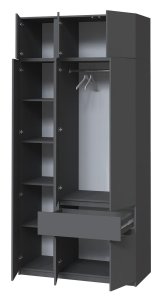 Шкаф с антресолью и зеркалом "Брайт" 1221х520х2400 h . Антрацит (левосторонний) 2