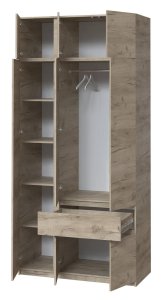 Шафа з антресоллю та дзеркалом "Брайт" 1221х520х2400 h . Дуб крафт сірий (лівосторонній) 1